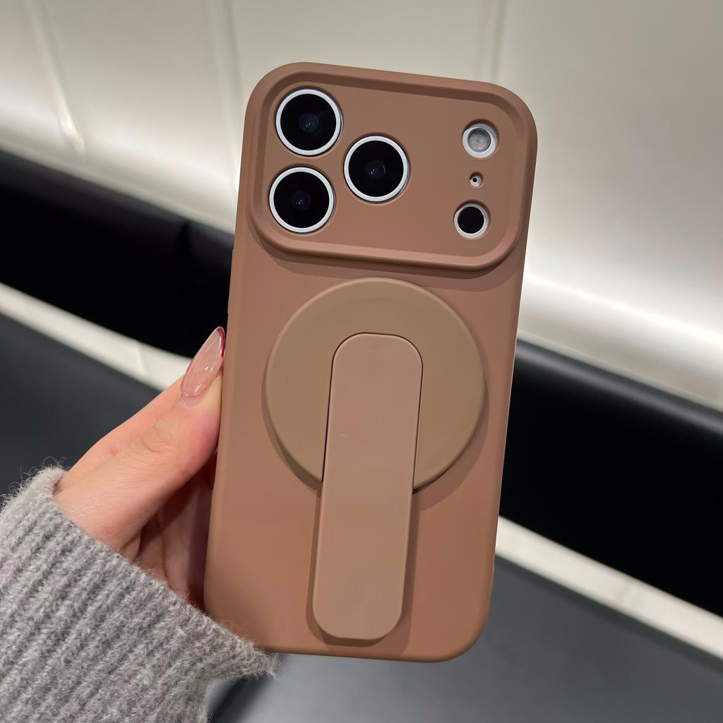 2 IN 1 Liquid Silicone Grip Holder Soft Shockproof Case for Apple iPhone 17 Air 16 Plus 15 14 13 12 Pro Max 11 For Magsafe Cover