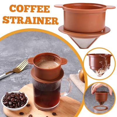 Portable Hand Brewed Coffee Filter Double Layer Stainless Steel Filter Drip Filter Cup Free Filter Paper Coffee Filter Cup