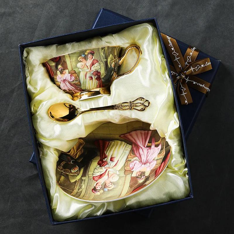 Your Wife Cross-border European Bone China Coffee Cup and Saucer Set Ceramic Retro English Afternoon Tea Cup Set