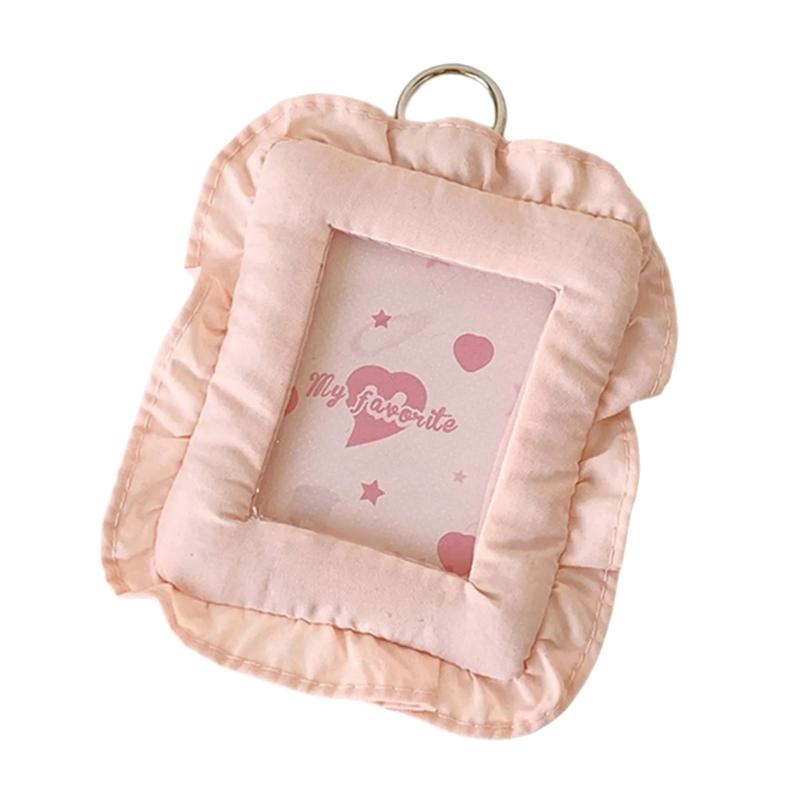 Cute Cloth Pillow Photo Holder Keychain For 3 Inch Photocard Cards Portable Wall Decoration Travel Accessory