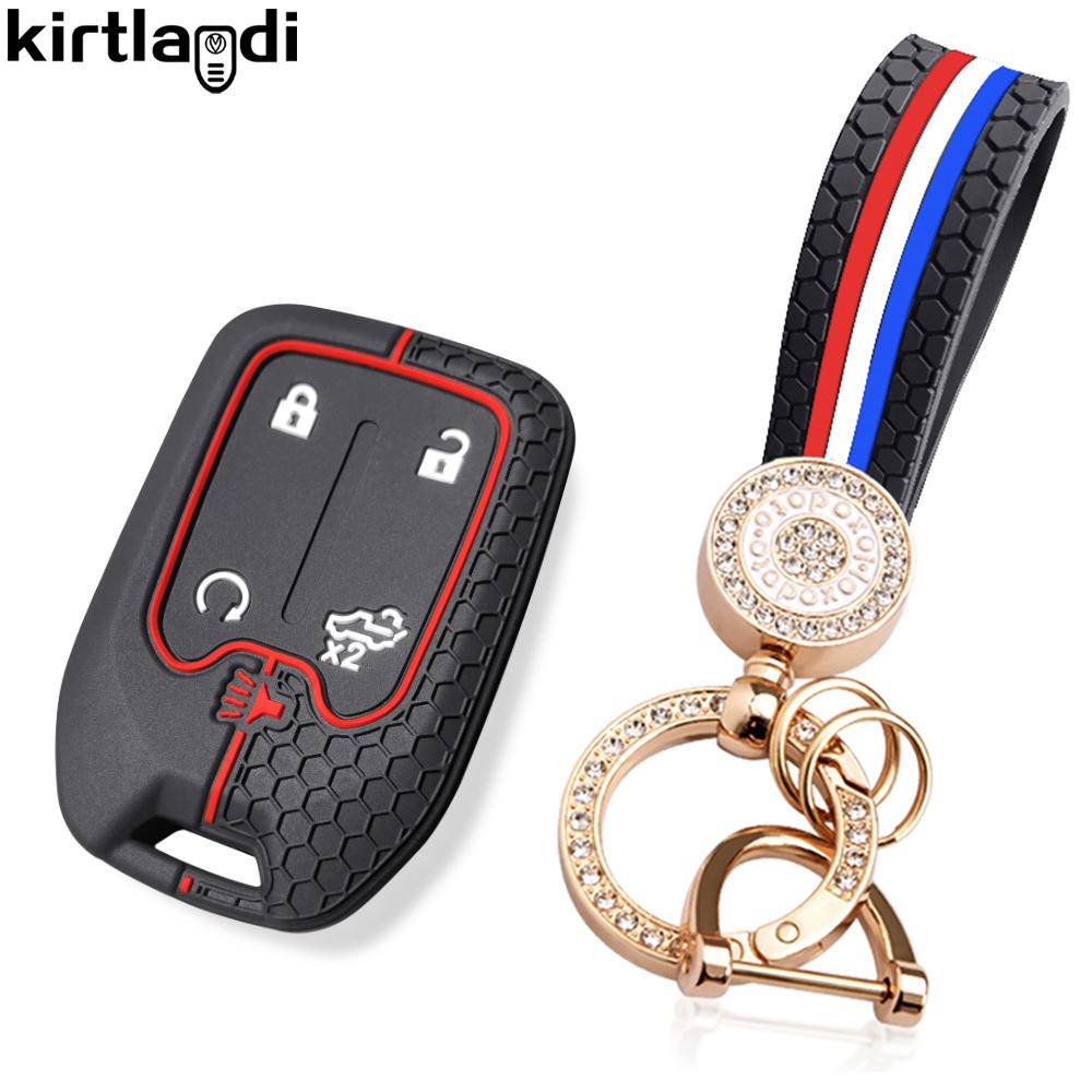 Silicone Car Key Cover Holder Case For CHEVROLET Silverado Suburban For GMC Sierra 1500 2500HD 3500HD Terrain Acadia Keychain