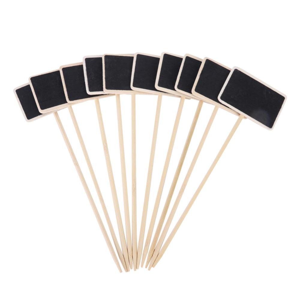 20PCS Wood Plant Label Long Round Rod Reusable Chalkboard Plant Labels Portable Rectangular Chalkboard Mini Chalkboard Signs