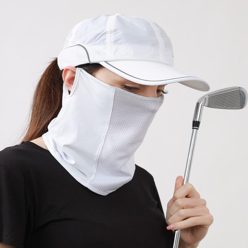 Summer Uv Protection Ice Silk Mask Sun Proof Bib Solid Color Sunscreen Face Scarf Mesh Breathable Face Scarves Neck Wrap Cover