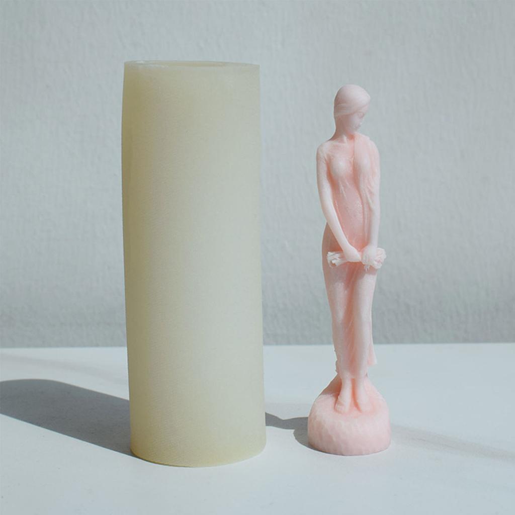 Silicone Resin Candle Mold A Slender Girl Flower Cake Chocolate Fondant Mold Aromatherapys Plaster Epoxy Mold Home Decor