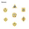7 Pcs Yellow Blue Metal Dice Hollow Metal Polyhedral Dice Set Suitable for Role-Playing RPG    Board Game Card Game