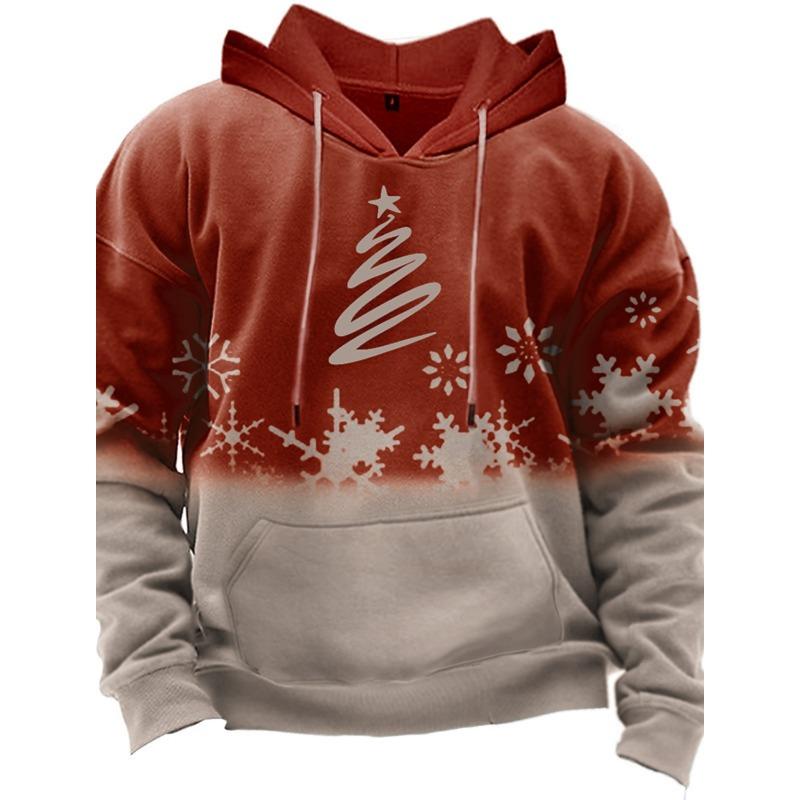 Men's Hooded Hoodies Christmas Theme Green Dog Graphic Sweatshirt Drawstring Long Sleeve Streetwear Tops Men's Clothing