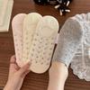 Sweet Floral Boat-shaped Women's Summer Breathable Thin Short Socks with Mesh Openings, Anti-slip, Without Bones, and Invisible Design.
