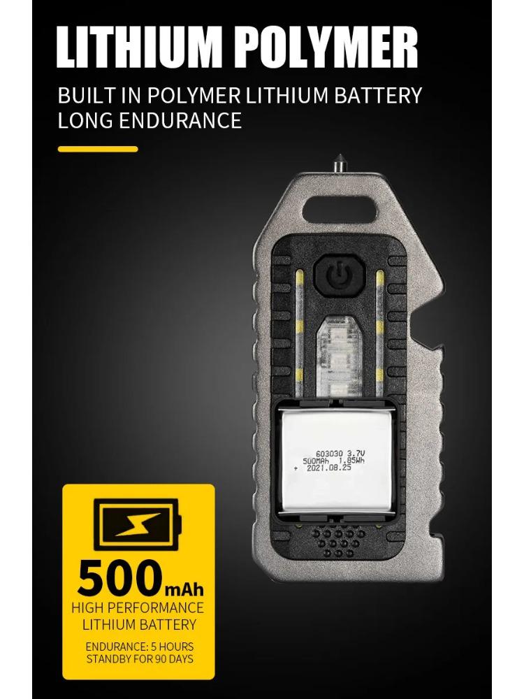 Keychain Flashlights Mini Led Light Selfdefense Whistle Multifunctional Portable Rechargeable 10W Built In Battery for Outdoor