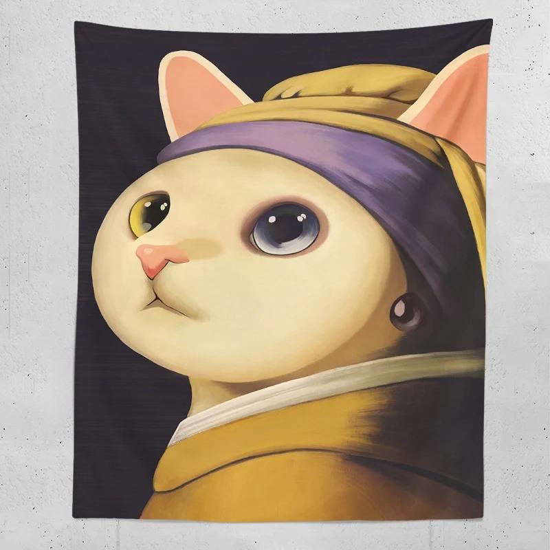 

Ручная роспись милый Мона Лиза декоративный гобелен украшение для дома, стены, офиса, гостиной, гобелен 100x75cm