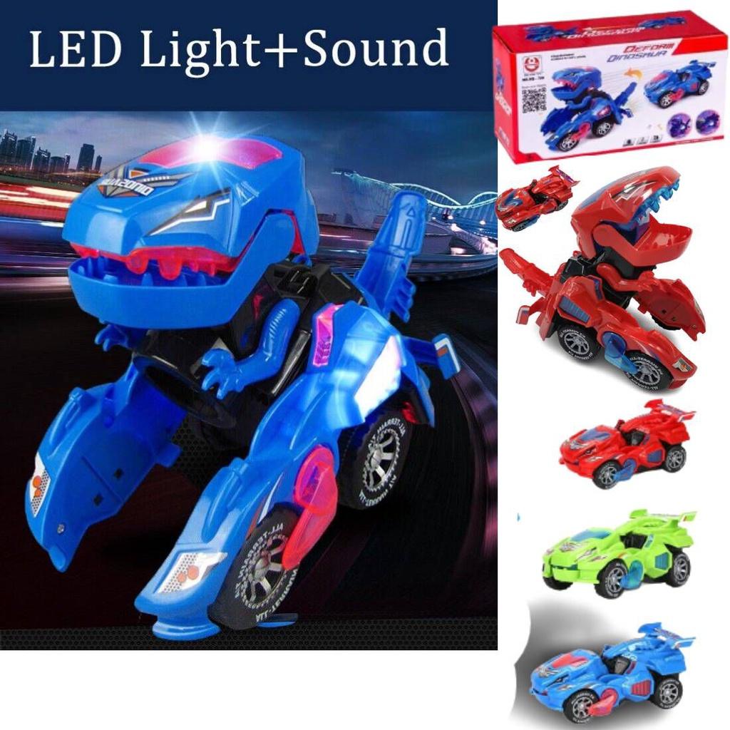 Elektrisches Dinosaurier-Transformationsauto mit LED-Lichtern und Soundeffekten