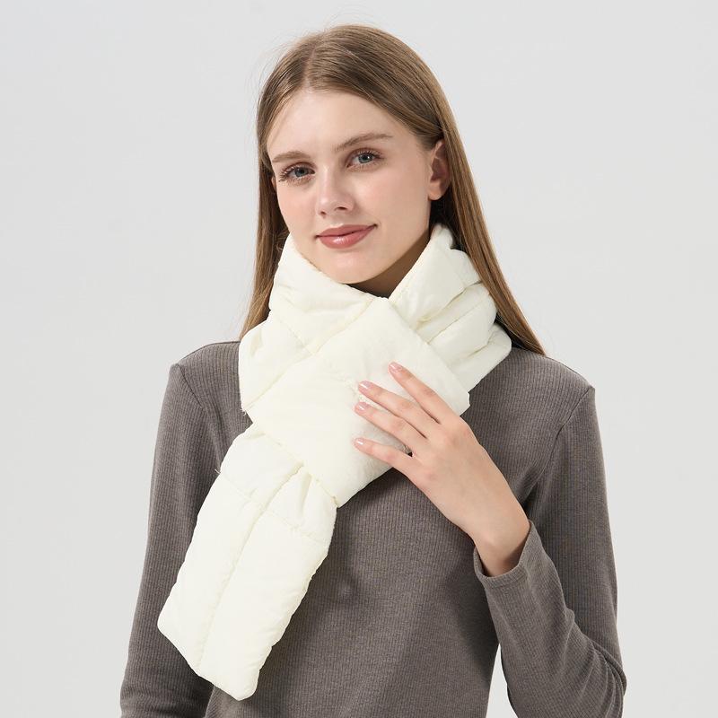 Autumn and Winter Portable Warm Scarf for Women Outdoor Cold Proof Scarf for Men Korean Style Windproof Neck Protection Solid Color Down Scarf