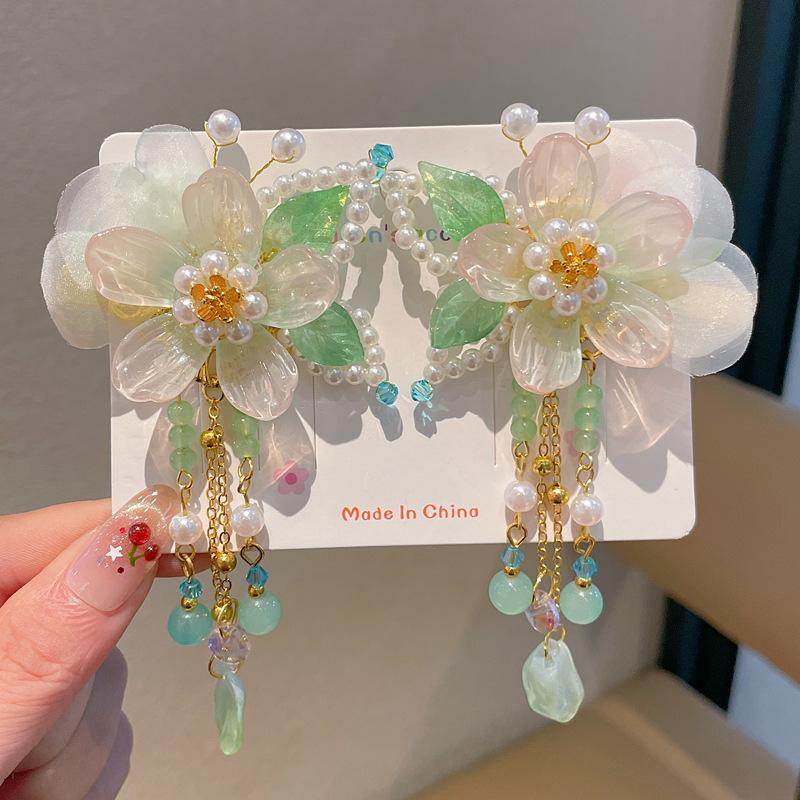 Chinese Style Hanfu Hairpin Set for Girls - Includes Hair Clips, Swaying Tassels, and Butterfly Accessories