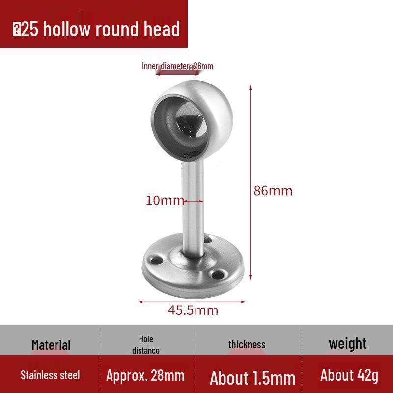 Stainless Steel Round Flange Base Wardrobe Clothes Rail Holder and Towel Rack Fixing Accessories.