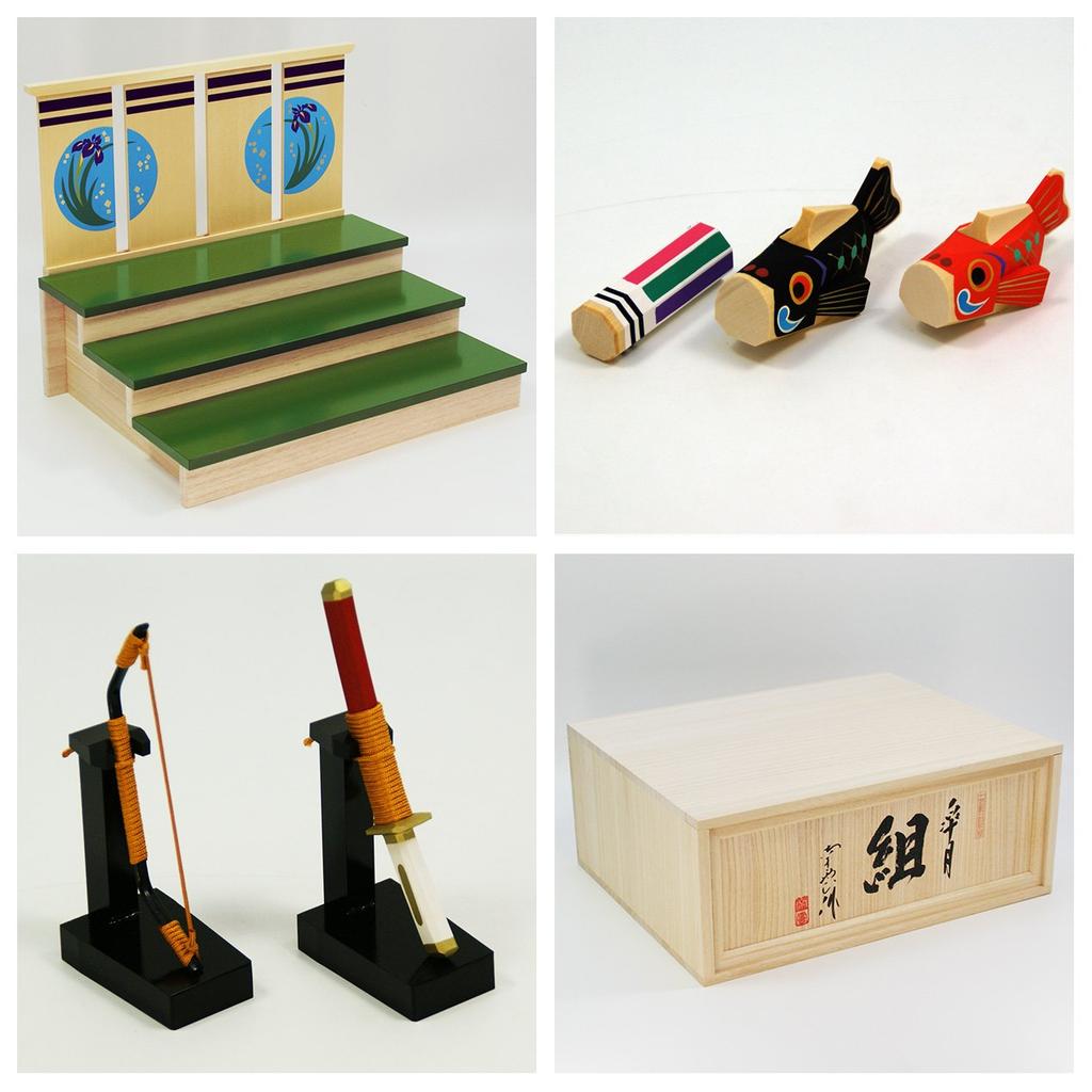 Osaka Choseido May Doll Helmet Carp Compact Personalized with a Wooden Tag Ornament, Streamer, Mini, Wooden, One-Cut Carving, (Sent Separately),