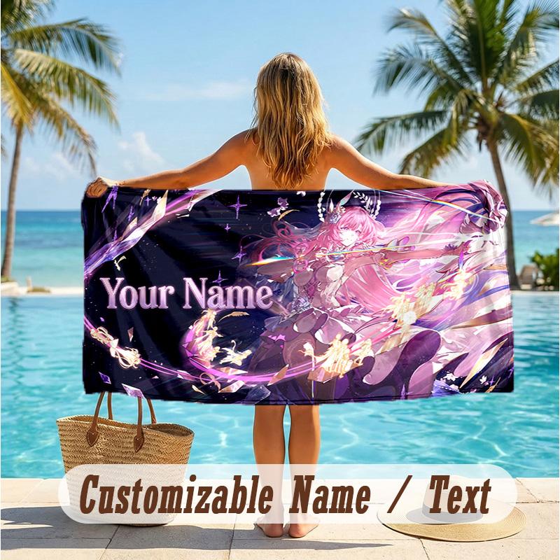 Custom Text Beach Towel, Soft Absorbent Swimming Multi-use TowelHonkai Star Rail