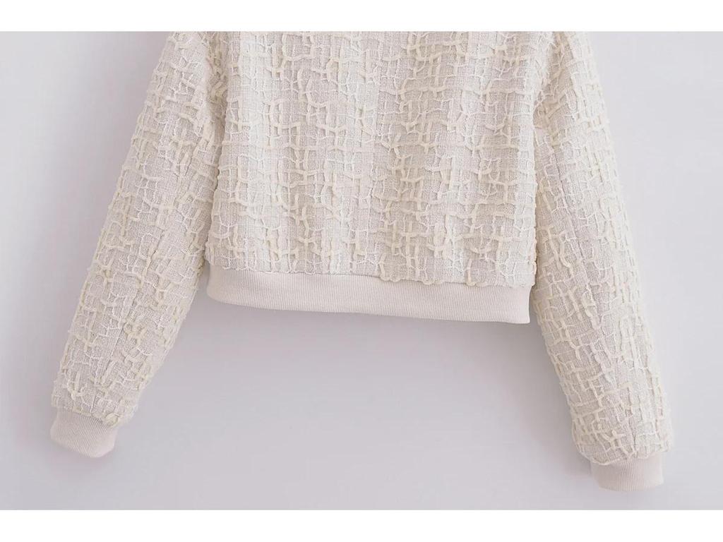 2024 Summer Women's Solid Color Textured Short Pilot Jacket