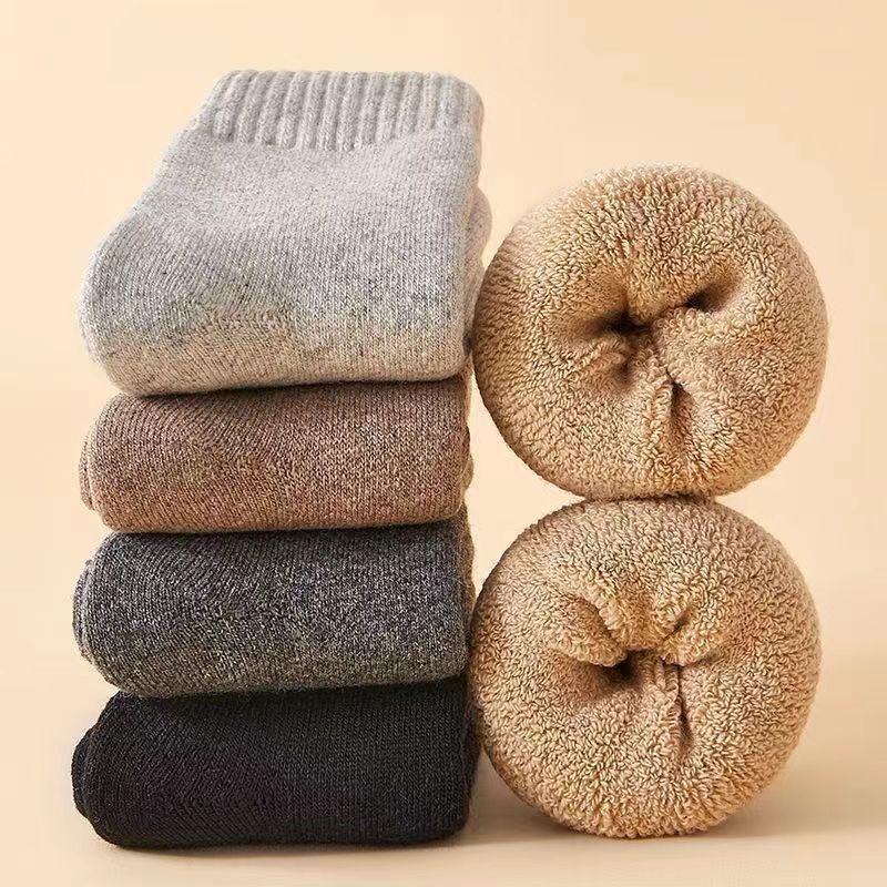 Super Thick Men Wool Socks Solid Winter Warm Snow Socks Thermal Cashmere Marino Fleece Socks Plush Thick Socks Male Women Socks