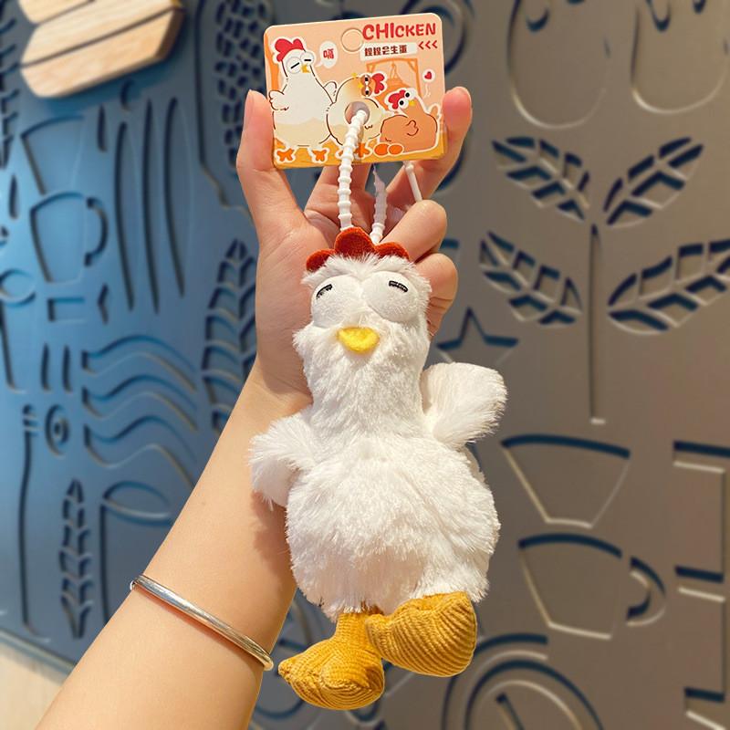 Adorable Plush Cluck Chick Stress Relief Keychain Cute Cartoon Pendant For Students And Gifts