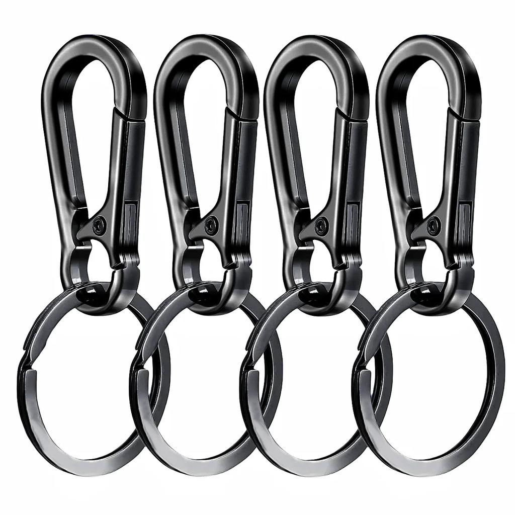 4Pcs Metal Carabiner Shape Key Ring Keyring Carabiner Clip Keychain Holder Clips Hook Holder Organizer for Car Keys Finder Amagi