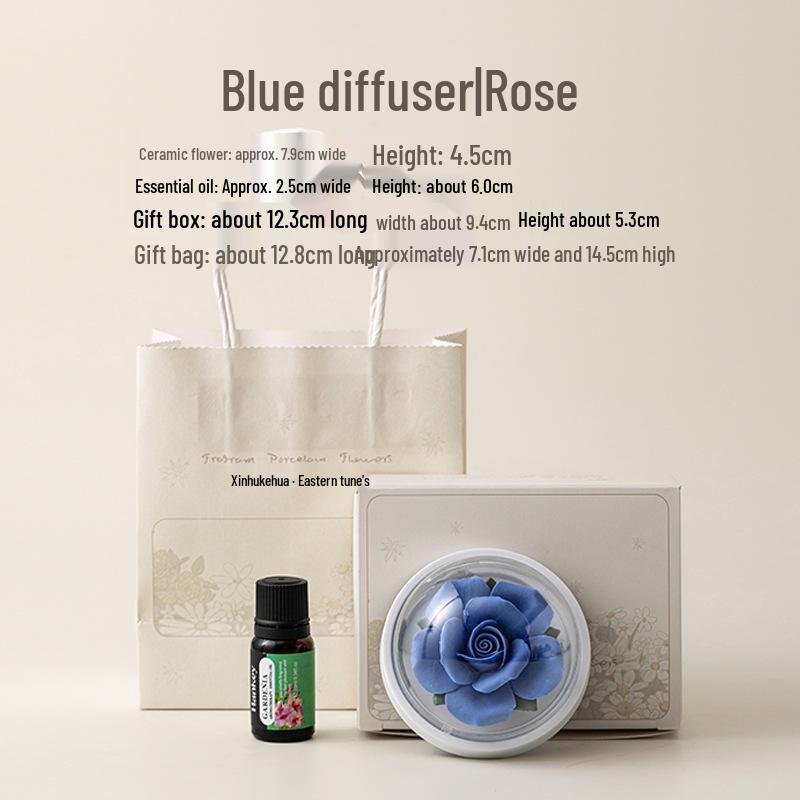 Xichun Handmade Ceramic Rose Incense Burner and Essential Oil Diffuser - Elegant Fragrance Ornament for Bedroom