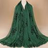 Women Plain Embroider Floral Viscose Scarf  Printe Shawls And Wraps Lady Pashmina Stoles Muslim Hijab Foulards Sjaal