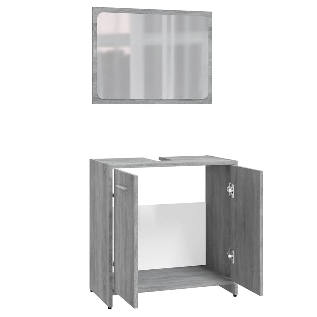 Vidaxl Set di Mobili da Bagno, Rovere Sonoma Grigio