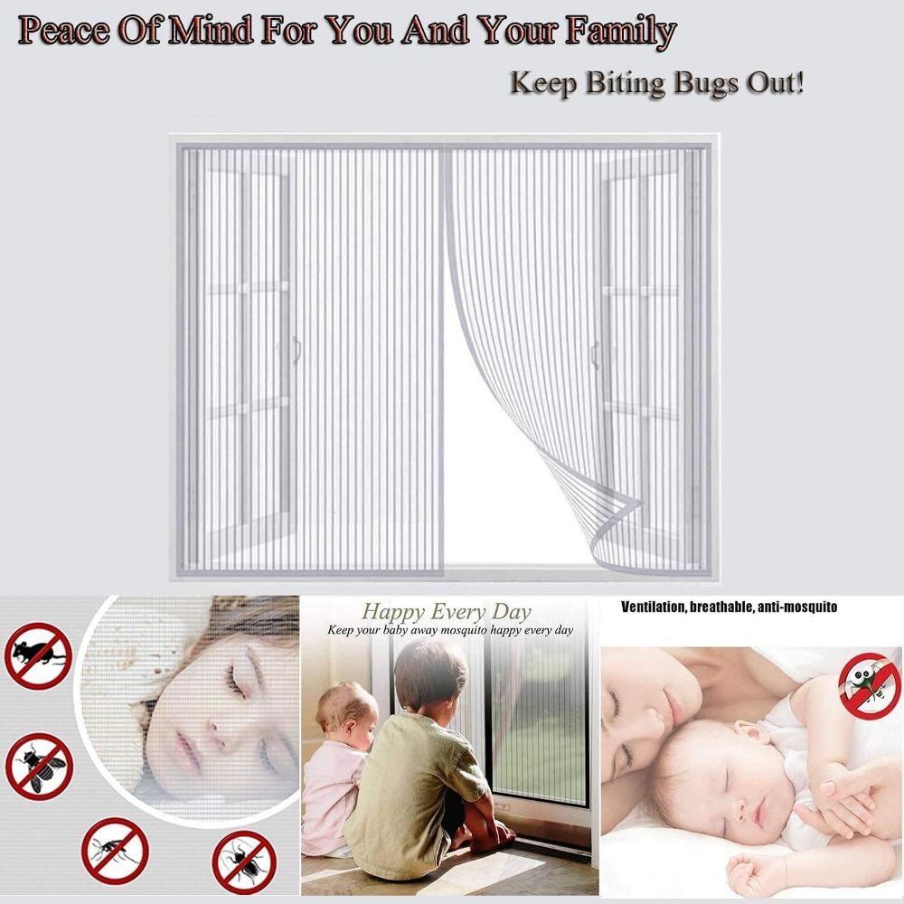 120x150cm Closure Mesh Screen Magnets Curtain Striped Magnetic Mosquito Proof Screen Window Magnetic Suction Curtain