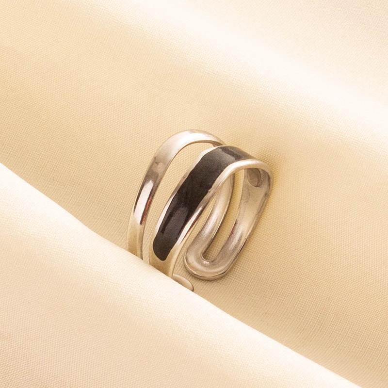 Punk Vintage Black Enamel Ring Stainless Steel Open Rings For Women Men Jewelry Fire Evil Eye Bague Acier Inoxydables Femme Gift