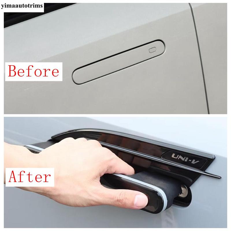 Car Door Handle Bowl Catch Decoration Cover Trim For CHANGAN UNI-V UNIV ABS Black / Carbon Fiber Accessories Exterior