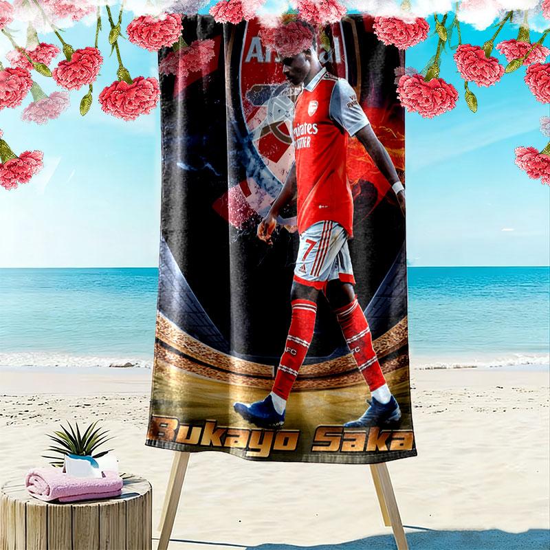Bukayo Saka Fire Beach Towel, Large Soft Quick Dry Towel for Beach Camping Swimming