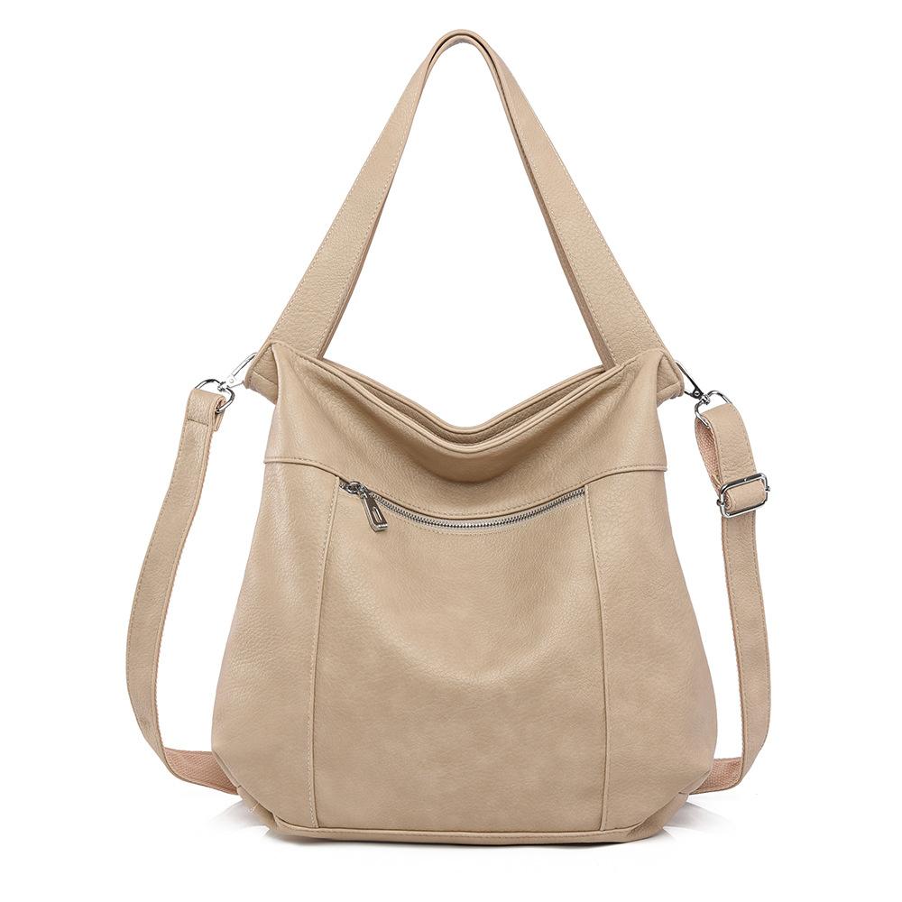 

Сумка-тоут ретро корейская версия ins женская сумка большой вместимости мягкая кожа сумка для поездок на работу новая простая ленивая сумка через плечо бежевый