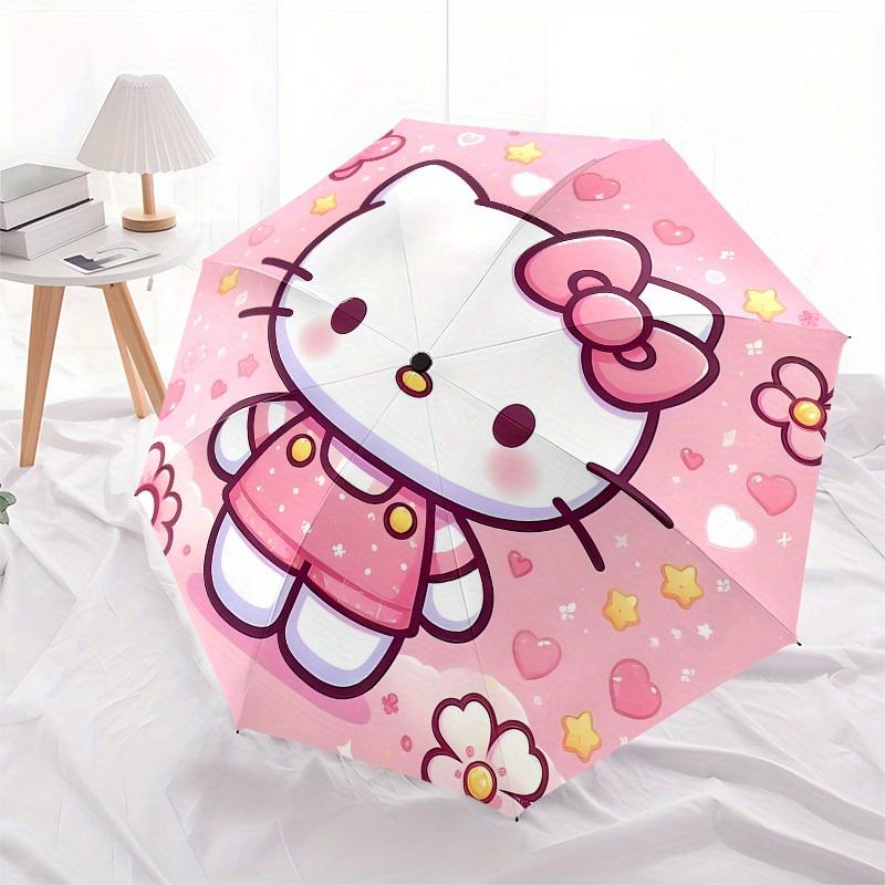 1pc Hello Kitty Pink Background Umbrella with Plastic Handle,Suitable for All Seasons Home Travel Outdoor UmbrellaSanlio003