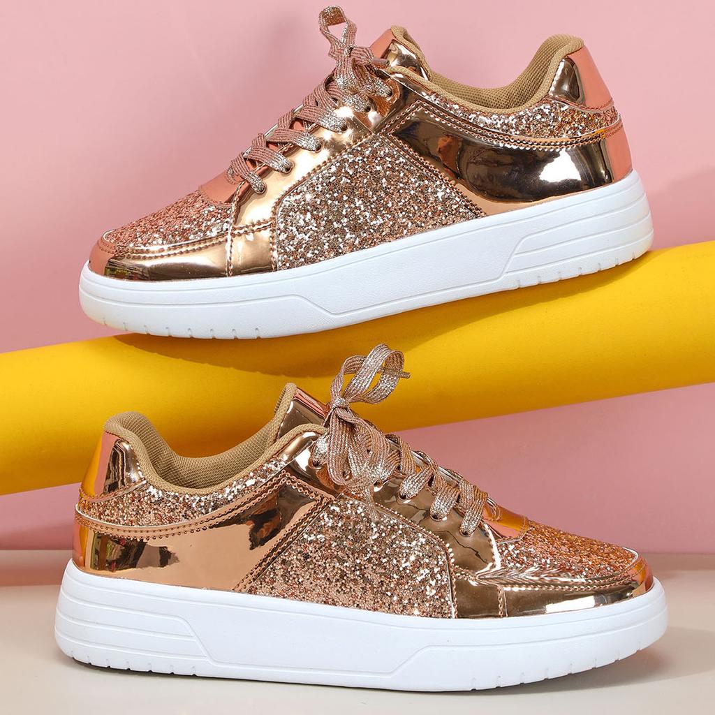 Thick-soled Sequined Board Shoes Heighten Casual Sports Shoes Breathable and Lightweight Outdoor Flat Shoes Couple Tide Shoes