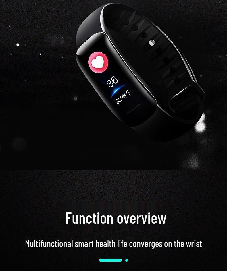 E-commerce C1 Waterproof Smart Sports Watch with Blood Pressure & Heart Rate Monitor, Bluetooth Pedometer, and Color Display.