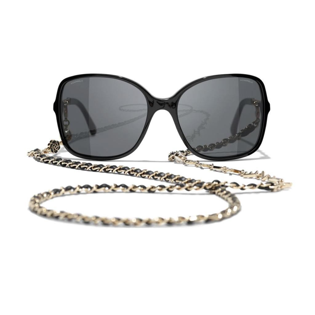 Chanel Logo Irregular Frame Sunglasses Unisex Sunglasses Black Q-C622/S4,A40911-X06074-S2214