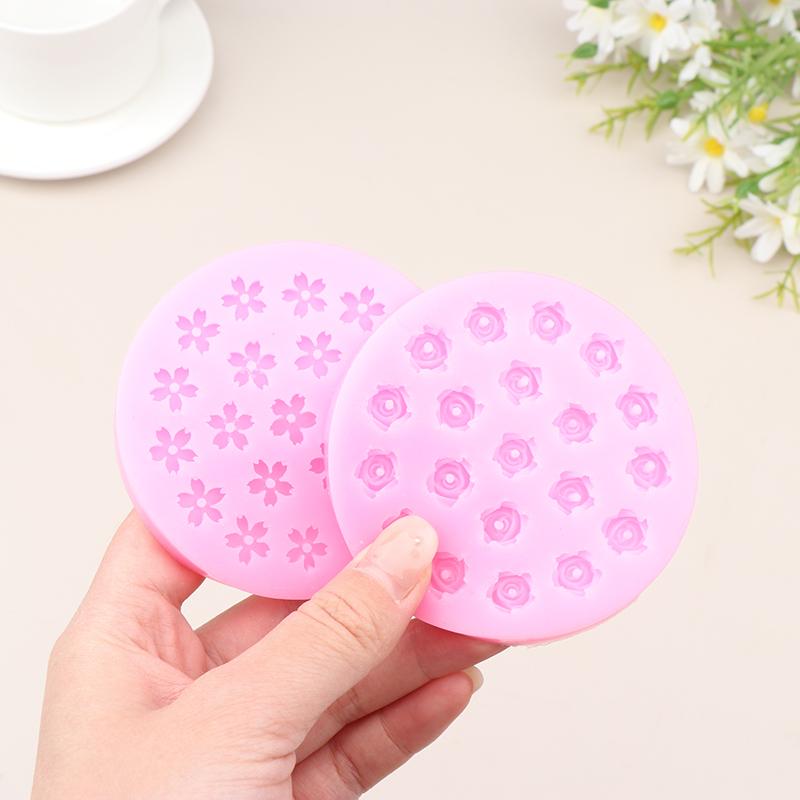 Mini 20 de găuri cu flori de cireș, trandafiri, matriță din silicon, în formă de floare, ciocolată, fondant, desert, prăjitură cu flori, instrument decorativ de copt