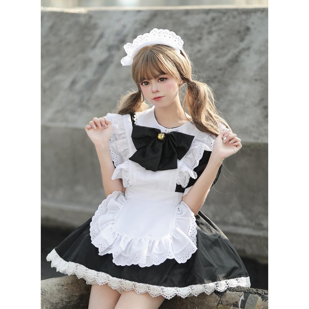 Cute Lolita Bunny Girl Cosplay Black and White Maid Outfit Beautiful Dress Ladies Skirt