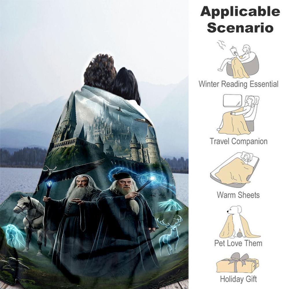 1pc Gandalf Dumbledore Hogwarts Outdoor Flannel Throw Blanket All Season Soft Warmth,Home Decor 1031257