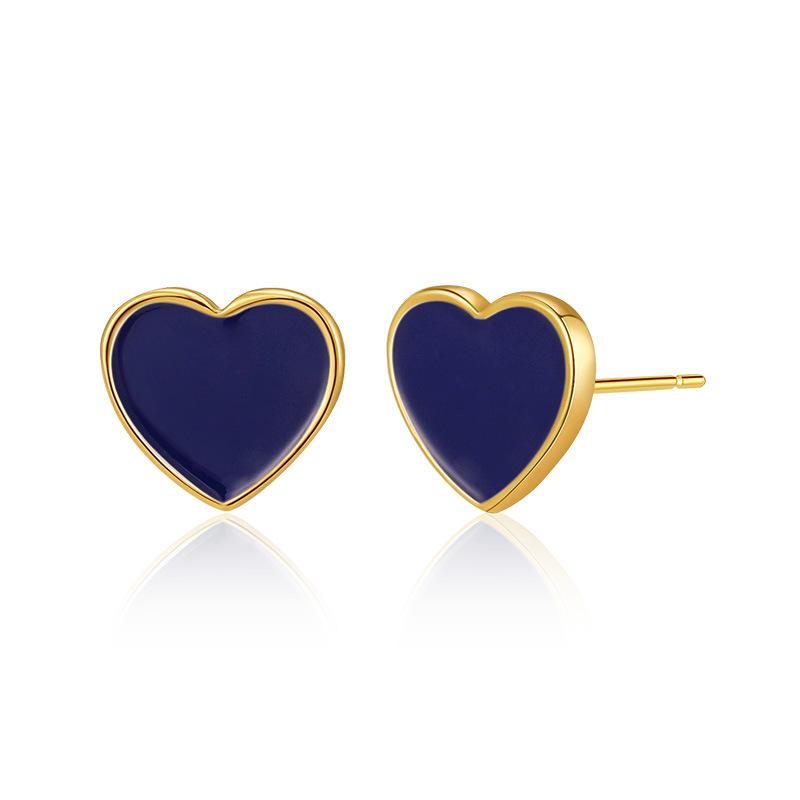 Sweet Dainty 18k Gold Plated Heart Oil Drop Stud Earrings For Women