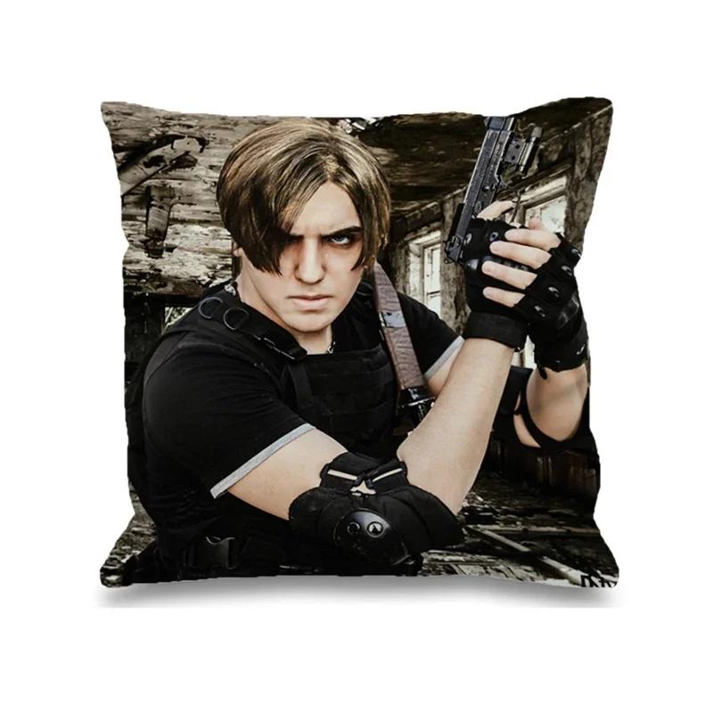 Leon Kennedy Decorative Pillowcase 45x45 Printed Anime Pillow Case Ornamental Pillows for Living Room Cushion Cover