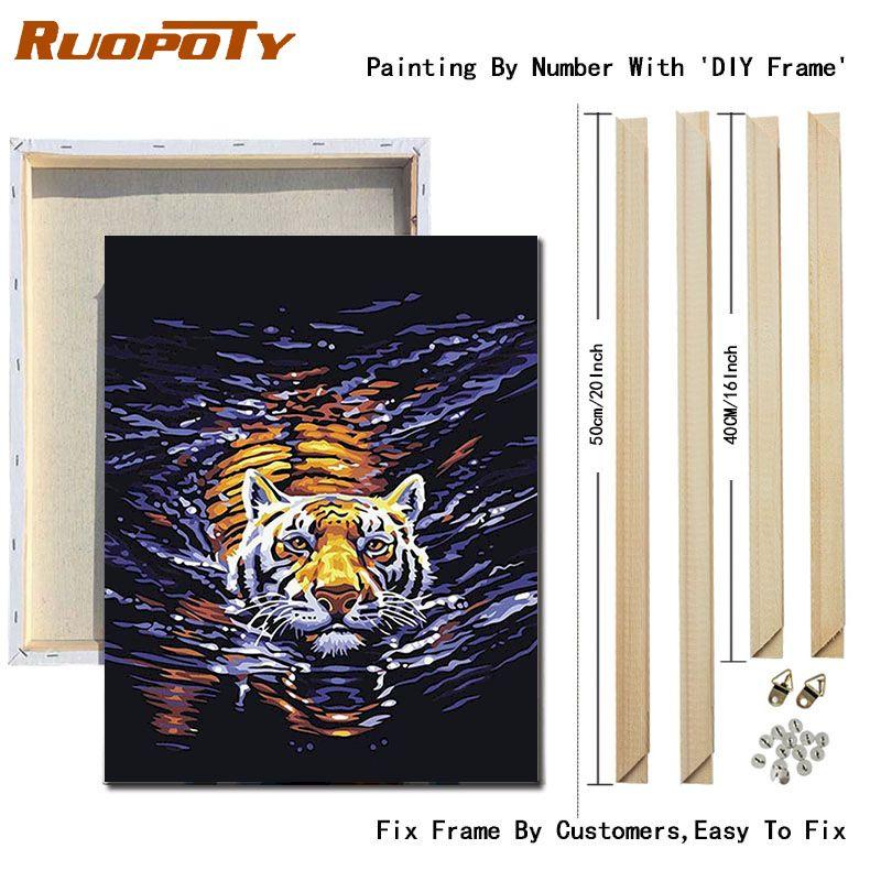

Ruopoty DIY рамка животные DIY картины по номерам краски для детей изображение краска по номерам ручная роспись уникальный подарок для домашнего декора