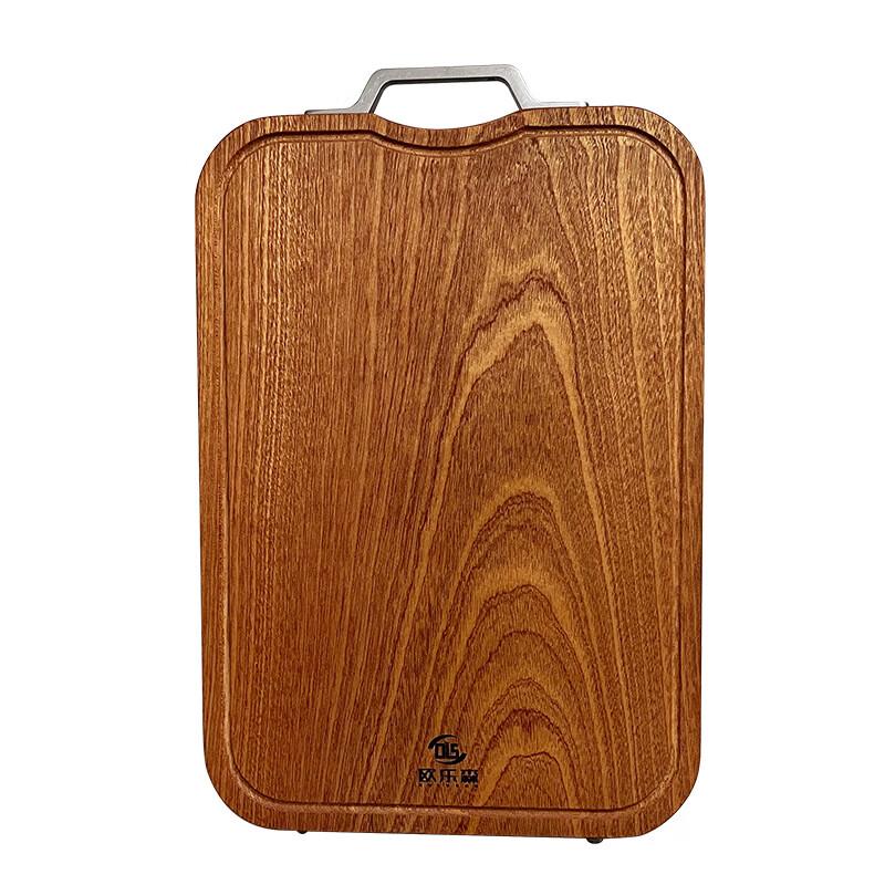 Вутуо Двусторонняя разделочная доска из черного дерева с ручкой из нержавеющей стали