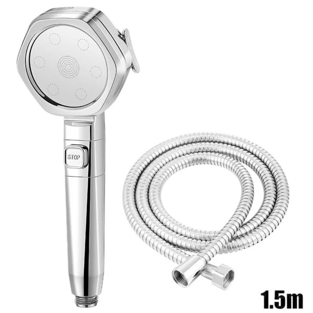 

Четырехрежимная турбонаддувная ручная душевая лейка со шлангом 1,5 м, замена для душа, аксессуары для ванной комнаты Shower Head+ Hose