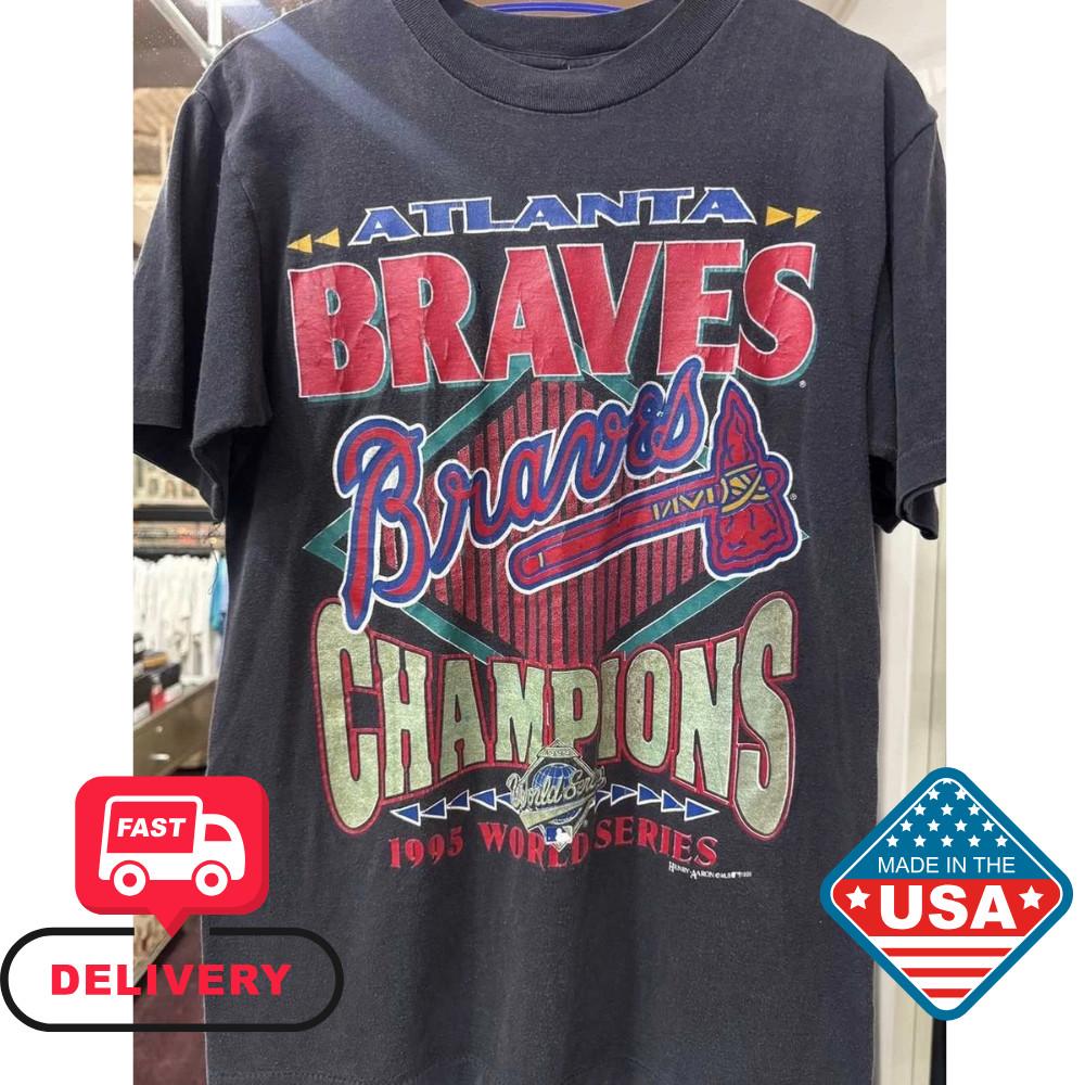 Винтаж Атланта Брэйвз 90-е Чемпионы Мировой Серии Графическая Футболка 90-е Спортивная одежда НОВАЯ Унисекс Футболка XXL