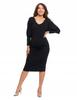 WOMEN'S MIDI DRESS WITH LONG SLEEVES ELEGANT FASHIONABLE SUMMER MORAJ R.L black