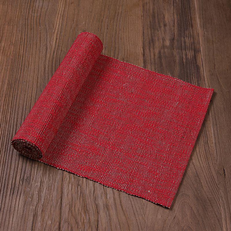 

Chinese Festive Red Table Runner Japanese Ramie Cloth Tea Mat Zen Pastoral Linen Tea Table Mat Cotton Linen Coffee Table Cloth Width 30cm Length 50cm
