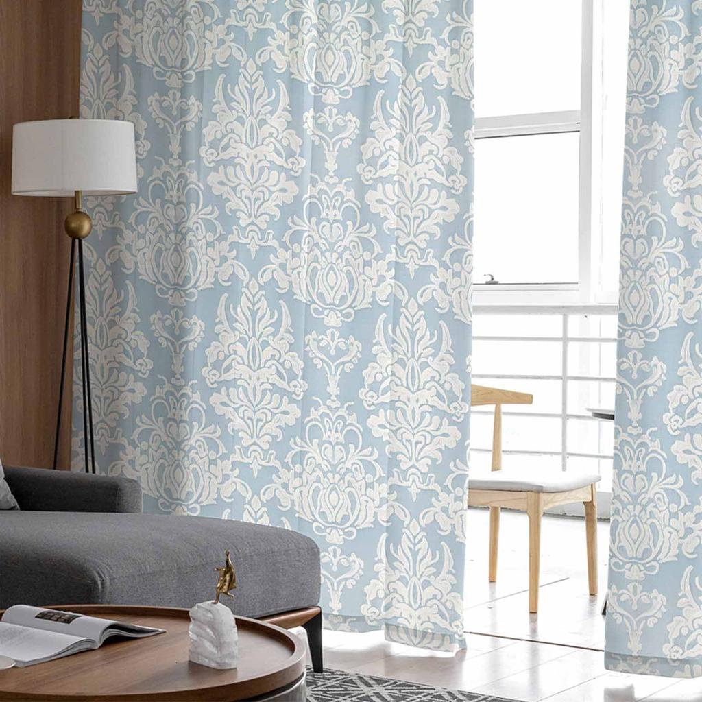 Retro Persian Pattern Floral Middle Eastern Style Window Tulle Curtains for Living Room Hotel Luxury Decoration Sheer Curtains