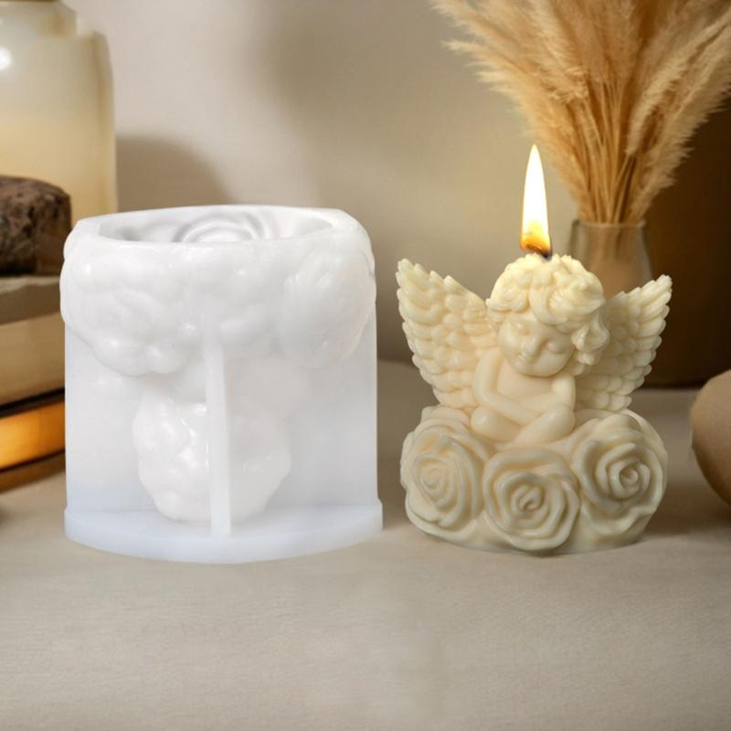 Flexible Angel Rose Scented Candle Silicone Mold And Shell Angel Scented Stone Craft Kit For Home Decors