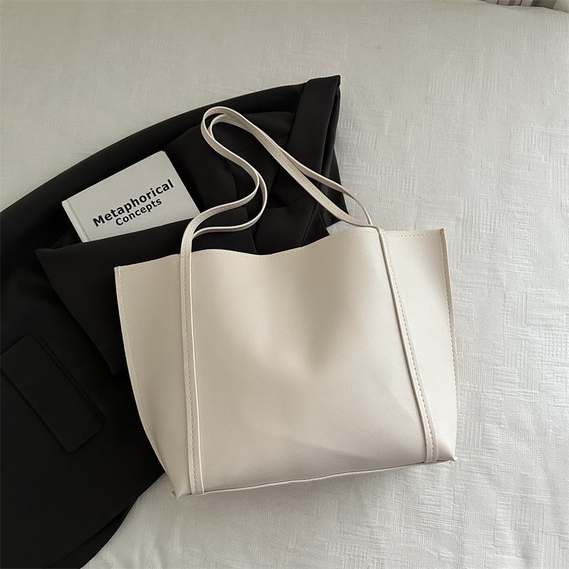 Bag Women's 2025 New Fashion Versatile Shoulder PU Large Bag Simple Retro Large Capacity Women's Portable Tote Bag