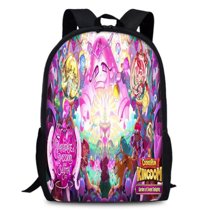 Cookie Kingdom Run School Backpack Oxford Fabric Curved Straps For Kids Unisex